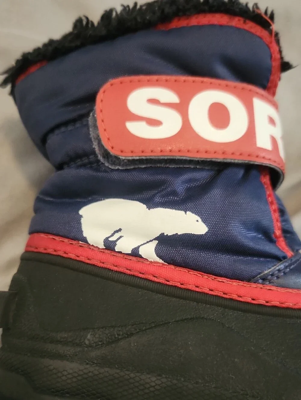 Sorel Navy & Red Insulated Kids Snow Boots